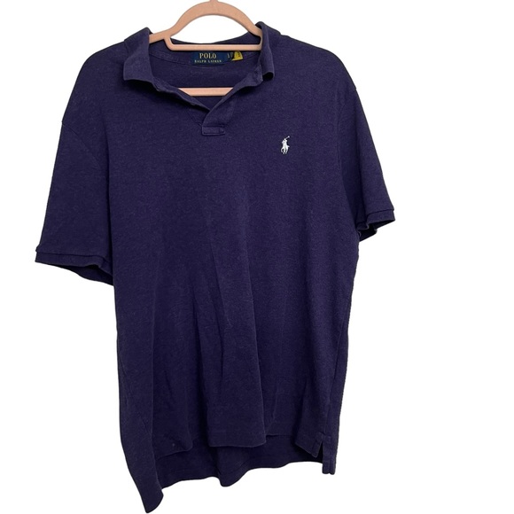 POLO RALPH LAUREN PREPPY CLASSIC PURPLE POLO SHORTSLEEVED SHIRT. Size: Large - Picture 1 of 5
